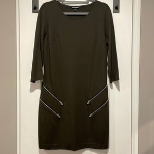 Deep olive green stretch dress